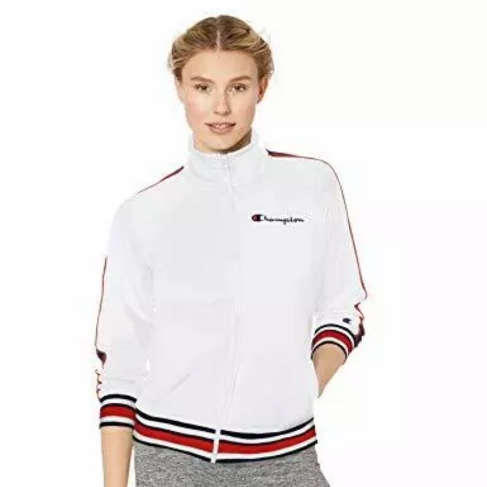 Champion white track jacket Medium